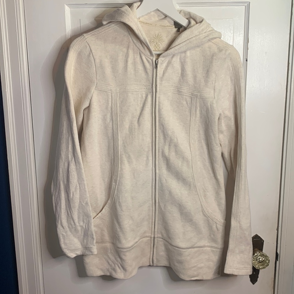 Tommy Bahama Women’s Long Sleeve Ivory Cream Zip Front Hoodie Size Small